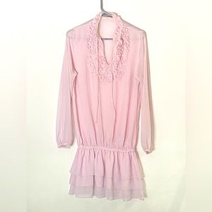 pink long sleeve mini dress